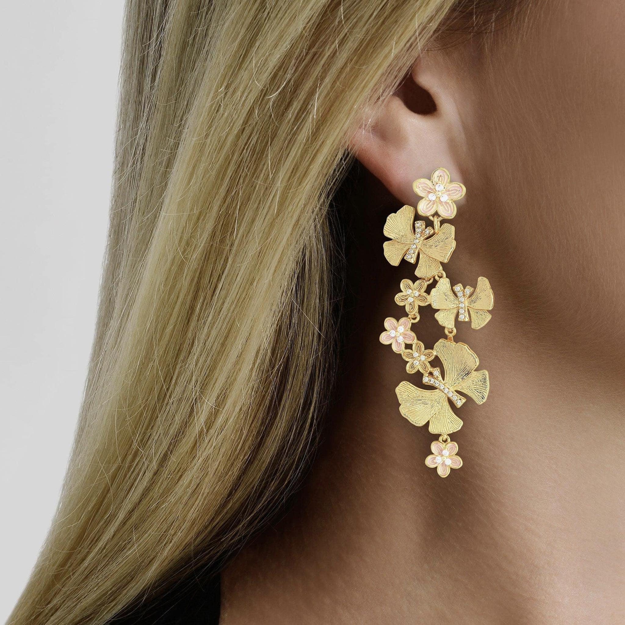 Butterfly with Flowers Dangle Earrings | Anabel Aram